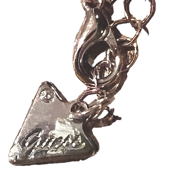 Guess Stainless Steel Round Box Chain Necklace with Cross Pendant with Blue - Picture 4 of 4